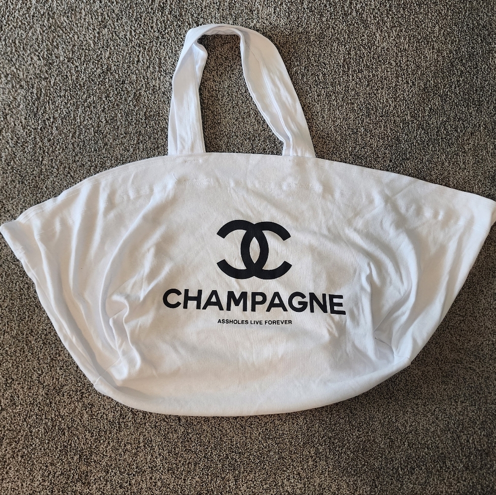 Assholes Live Forever Champagne White Tote Bag GUC.